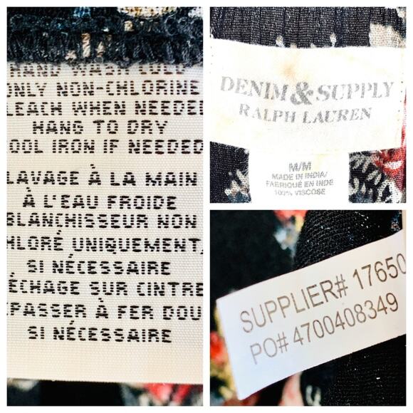 RALPH LAUREN DENIM & SUPPLY Black Red Floral Ruffle Blouse Top – Medium - Picture 11 of 12